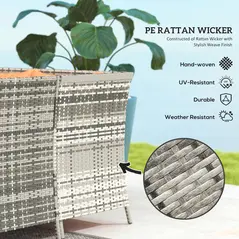 Outsunny 7-Seater Patio wicker Sofa Set Rattan Chair Furniture w/ Glass & Cushioned, Orange - 5