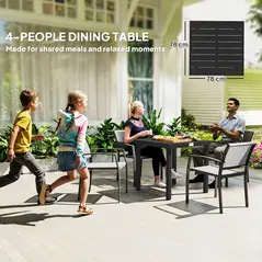 Outsunny 78 cm Garden Dining Table for 4 People, Square Outdoor Coffee End Side Table with Aluminium Legs, Black - 8