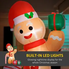 Outsunny 8ft Inflatable Gingerbread Christmas Decoration - 4