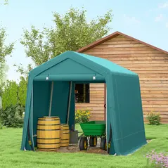 Outsunny 8 x 6.5 ft Outdoor Garden Storage Shed, Waterproof Bike Tent with Double Roll-up Zipper Door for Garden Tools, Green - 9