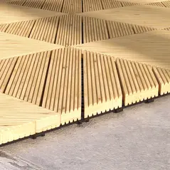 Outsunny 9 Pcs Garden Decking Tiles Wooden Outdoor Flooring Tiles for Patio, Balcony, Terrace, Hot Tub, Yellow - 9