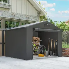 Outsunny 8 x 6 ft Outdoor Garden Storage Shed, Waterproof Bike Tent with Roll-Up Zipper Door - 9