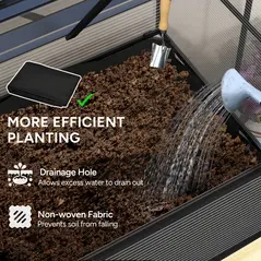 Outsunny 60 x 120cm Raised Garden Bed with Wooden Base - Natural - 7