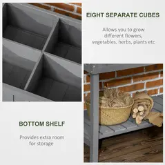 Outsunny Fir Wood Raised Rectangular 8 Compartment Plant Stand Dark Grey - 4