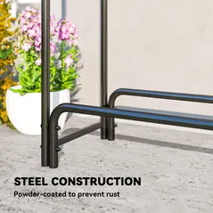 Outsunny Firewood Rack with Waterproof Cover, Heavy Duty Metal Log Store Indoors, Log Storage Holder for Outdoor Indoor Fireplace, 300 x 36 x 99 cm, Dark Green - 6