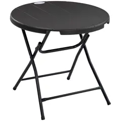 Outsunny Foldable Round Garden Table for 4, Outdoor Dining Table with HDPE Tabletop and Steel Frame, 80 x 80 x 73 cm, Dark Grey - 1