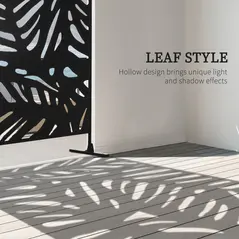 Outsunny Decorative Garden Privacy Screen with Stand, 6.5FT Freestanding Metal Outdoor Divider, Decorative Privacy Panel with Expansion Screws for Garden Pool Hot Tub, Large Leaves Style, Black - 4