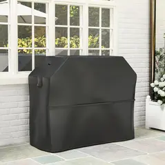 Outsunny BBQ Cover for Rectangular Gas Grill, 600D UPF30+ Oxford Fabric Barbecue Cover for Waterproof Protection Rip-Proof, with Windproof Hook and Loop Fasteners, Vents, 147 x 61 x 122 cm, Black - 7