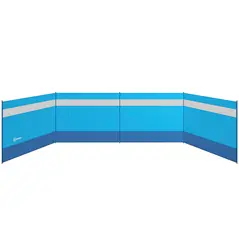 Outsunny Camping Windbreaker with Clear Windows, Carry Bag and Steel Poles, for Beach Caravan Campervan, 725 x 140cm, Blue - 1