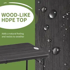 Outsunny Foldable Patio Dining Table for 4, Height Adjustable Outdoor Table for Garden, Lawn, Dark Grey - 7