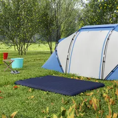 Outsunny Double Inflatable Mattress, with Built-In Pump - Blue - 7