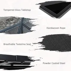 Outsunny Five-Piece Metal Dining Set, with Folding Back Chairs, Dark Grey - 5