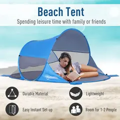 Outsunny Fibreglass Frame 2 Person Pop-Up Lightweight Camping Tent Blue - 4