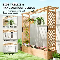 Outsunny Fir Wood 171 x 39 cm Planter and Trellis Garden Bed - 5