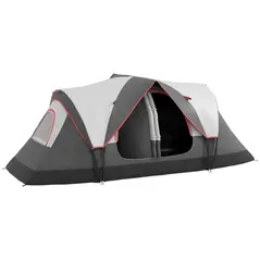 Outsunny Camping Tent for 6-8 Man with 2000mm Waterproof Rainfly and Carry Bag for Fishing Hiking Festival, Grey - 1