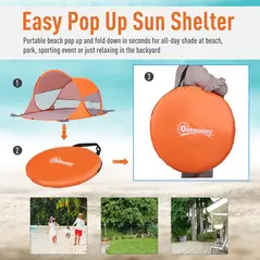 Outsunny Fibreglass Frame 2 Person Pop-Up Lightweight Camping Tent Orange - 5