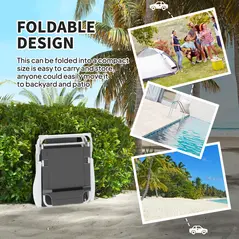 Outsunny Foldable Lounge Chair with 4-Level Adjustable Backrest & Headrest - Charcoal Grey - 6