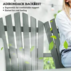 Outsunny Fir Wood Love Seats with Wheel-Shaped Armrests, Large Load-Bearing Chair, Grey - 6