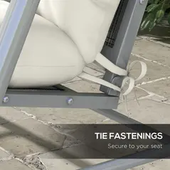 Outsunny Back and Seat Cushion Replacement with 2 Pillows, Patio Chair Cushions Set with Ties, White - 5