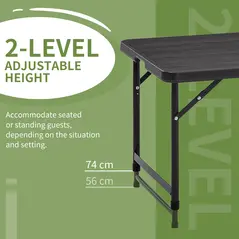 Outsunny Foldable Patio Dining Table for 4, Height Adjustable Outdoor Table for Garden, Lawn, Dark Grey - 5