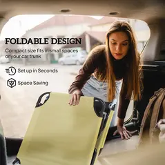 Outsunny Foldable Sun Lounger with 5-Position Adjustable Backrest, Outdoor Portable Recliner Chaise Lounge Chair with Breathable Mesh Fabric, Beige - 6