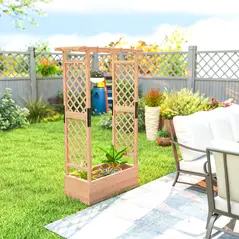 Outsunny Fir Wood 110 x 44 cm Planter and Trellis Garden Bed - 9