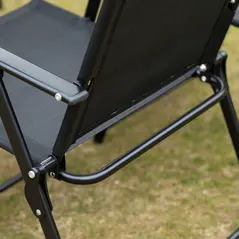 Outsunny Eight-Piece Garden Dining Set, with Chairs, Table and Parasol - Black - 9