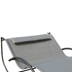 Outsunny Double Sun Lounger, Rocking Lounger Sunbed Daybed with Armrest and Headrest Pillow, for Two, For Outdoor Patio Garden, Grey - 7
