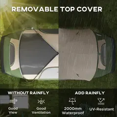 Outsunny Camping Tent for 6-8 Man with 2000mm Waterproof Rainfly and Carry Bag for Fishing Hiking Festival, Dark Green - 5