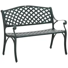 Outsunny Cast Aluminium Garden Bench 2 Seater Antique Loveseat for Outdoor Patio Porch Park, Verdigris - 1