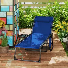 Outsunny Five-Position Reclining Sun Lounger - Dark Blue - 9