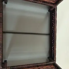 Outsunny Foldable Outdoor Side Table, Rattan Garden Coffee Table with Steel Frame, Space Saving Bistro Garden Furniture for Patio, Balcony, 60 x 41 x 41 cm, Brown - 9