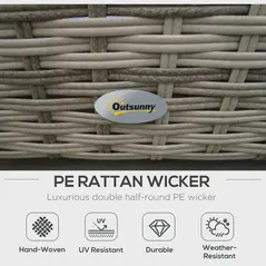 Outsunny Eight-Piece Rattan Garden Set, with Contrast Cushions - Orange/Grey - 5