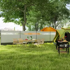 Outsunny Camping Windbreaker with Clear Windows, Carry Bag and Steel Poles, for Beach Caravan Campervan, 725 x 140cm, Grey - 2