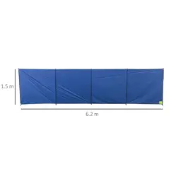 Outsunny Camping Windbreak, Foldable Portable Wind Blocker w/ Carry Bag and Steel Poles, Beach Sun Screen Shelter Privacy Wall, 620cm x 150cm - 3