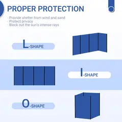 Outsunny Camping Windbreak, Foldable Portable Wind Blocker w/ Carry Bag and Steel Poles, Beach Sun Screen Shelter Privacy Wall, 620cm x 150cm - 4