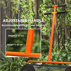 Outsunny Compost Spreader, 24" Peat Moss Spreader with Height Adjustable T Shaped Handle and Metal Mesh Basket, Garden Spreader for Seeding, Spreading Manure, Orange - 6