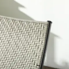 Outsunny Foldable Outdoor PE Rattan Sun Lounger Set of 2, Patio Wicker Recliners Lounge Chair w/ 5-Level Adjustable Backrest, for Poolside, Garden, Mixed Grey - 9