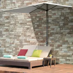 Outsunny Balcony Half Parasol Semi Round Umbrella Patio Crank Handle (2.3 m, Beige)- NO BASE INCLUDED - 2