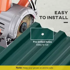 Outsunny Corrugated Roofing Sheets, Pack of 24, Galvanised Metal Roofing Sheets for Greenhouse, Garage, Storage Shed, Carport, 129 x 45cm, Green - 5