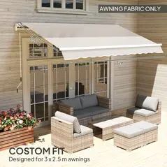 Outsunny Awning Replacement Canopy, Water Resistant UPF 50+ Sun Shade Cover for 3 x 2.5 m Garden Awning (Fabric Only), Cream White - 4
