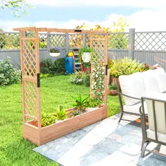 Outsunny Fir Wood 171 x 39 cm Planter and Trellis Garden Bed - 8