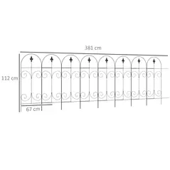 Outsunny Decorative Garden Fencing, 16PCs 44in x 25ft Outdoor Picket Fence Panels, Rustproof Metal Wire Landscape Flower Bed Border Edging, Black - 3