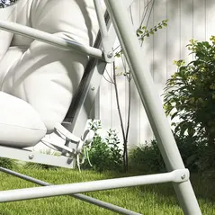 Outsunny Back and Seat Cushion Replacement with 2 Pillows, Patio Chair Cushions Set with Ties, White - 9