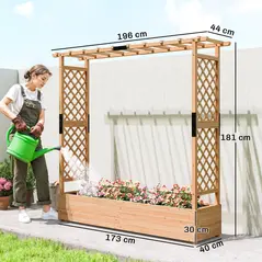Outsunny Fir Wood 171 x 39 cm Planter and Trellis Garden Bed - 3