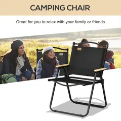 Outsunny Camping Chair for Adults, Lightweight Folding Chair, Portable Chair for Camping, Fishing, Beach and Outdoor Travel, Black - 4