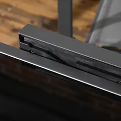 Outsunny Extending Garden Table, Outdoor Dining Table with Aluminium Frame and Tempered Glass Tabletop, 80/160 x 80 x 75 cm, Black - 9