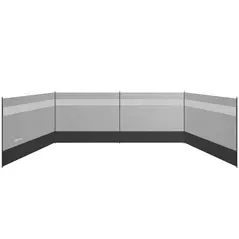 Outsunny Camping Windbreaker with Clear Windows, Carry Bag and Steel Poles, for Beach Caravan Campervan, 725 x 140cm, Grey - 1