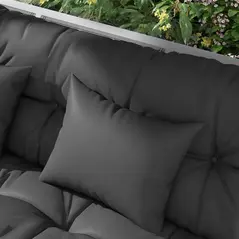 Outsunny Back and Seat Cushion Replacement with 2 Pillows, Patio Chair Cushions Set with Ties, Charcoal Grey - 8