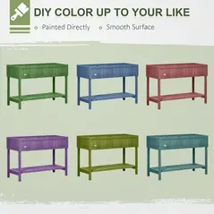 Outsunny Fir Wood Raised Rectangular 8 Compartment Plant Stand Dark Grey - 5